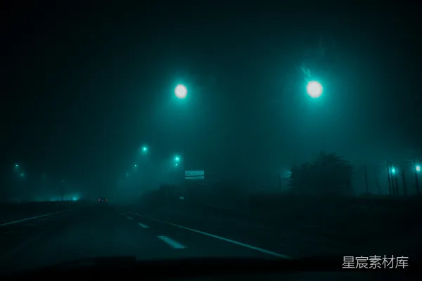 高清摄影 夜晚有路灯的道路