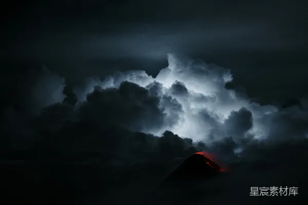 高清摄影 夜间火山喷发