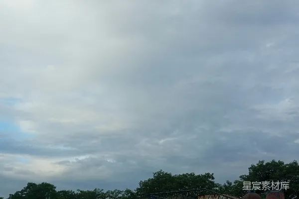 高清摄影 天空阴沉，远处有树木。