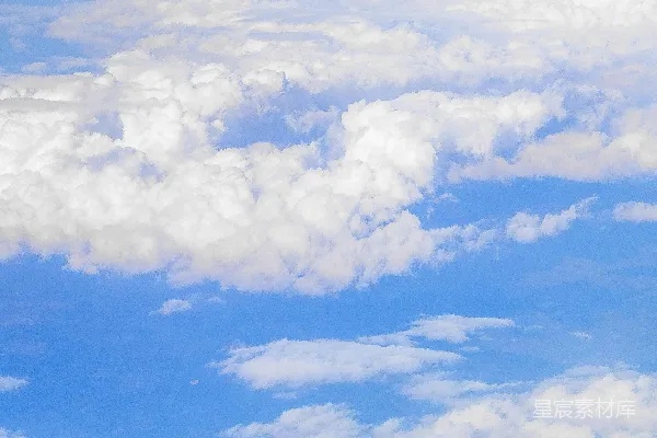 高清摄影 fluffy白的云朵漂浮在蔚蓝的天空中。
