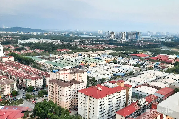 高清摄影 一座城市从空中俯视，有许多建筑物的景象