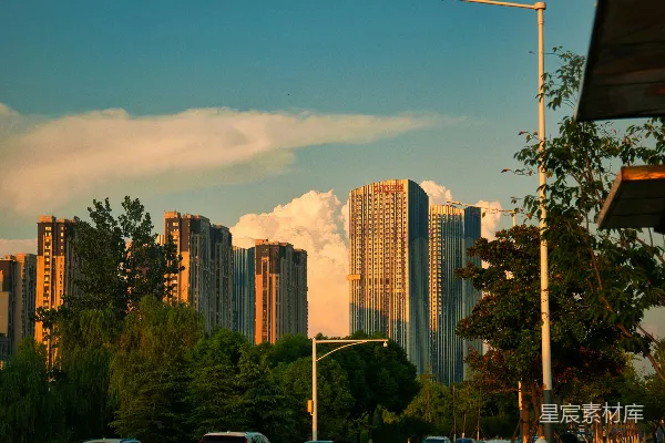 高清摄影 背景中有高大建筑的城市风景