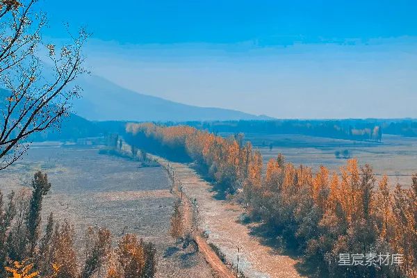 高清摄影 背景中有树木和一片水面的风景图