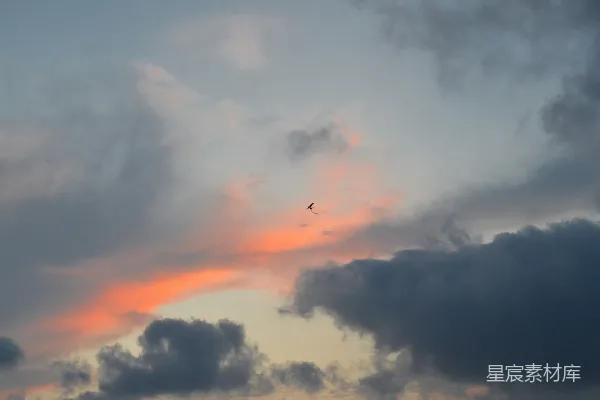 高清摄影 夕阳的色彩染亮了阴云密布的天空。