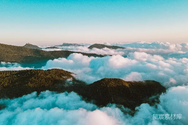 高清摄影 山间云海的 aerial 视角