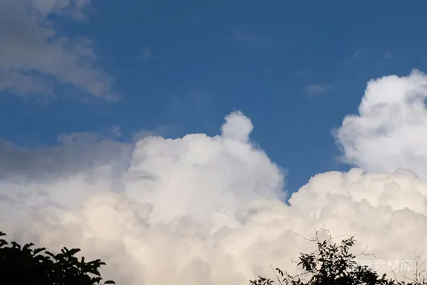 高清摄影 洁白的云朵漂浮在蔚蓝的天空中。