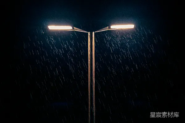 高清摄影 夜雨中的街灯