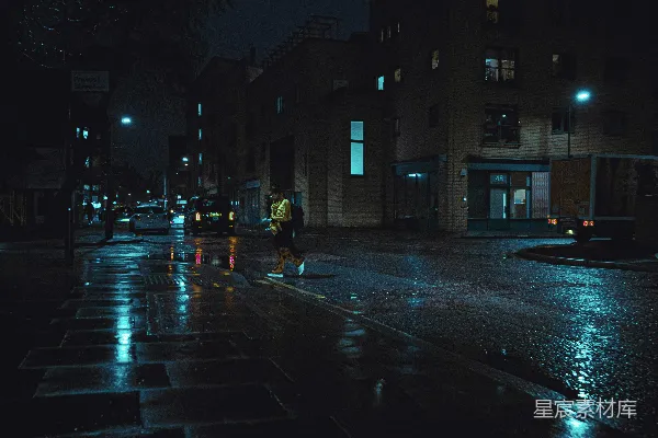 高清摄影 黑夜中的黑白道路