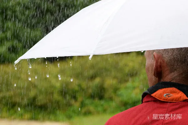 高清摄影 雨中撑伞的男人