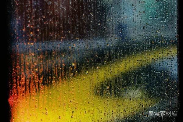 高清摄影 窗户上挂着细雨的特写