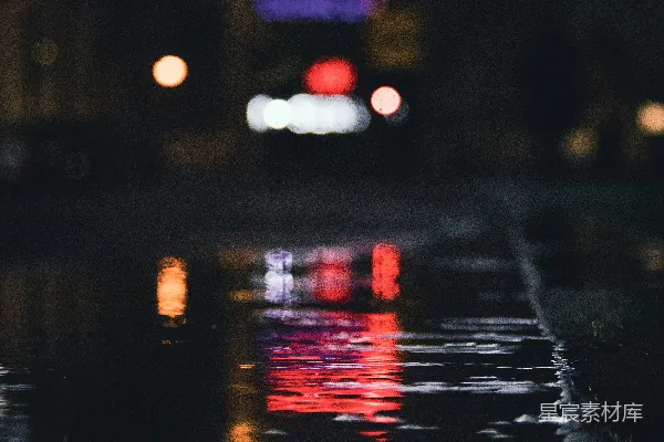 高清摄影 夜晚城市街道的一张模糊图像