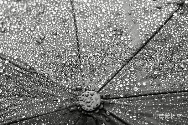 高清摄影 黑色雨伞上水珠的特写