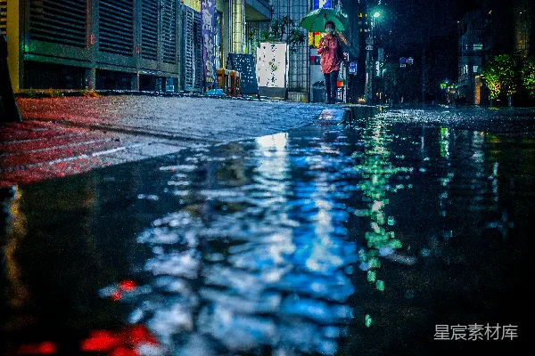 高清摄影 一个穿着雨衣走在街上的人