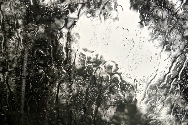 高清摄影 窗外被雨淋湿的窗户背景是树木。
