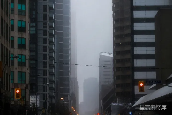 高清摄影 路旁近高楼层建筑的汽车在白天