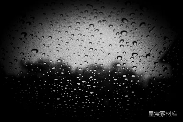高清摄影 一幅黑白照片中雨滴落在窗户上。