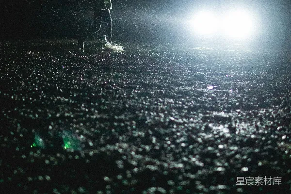 高清摄影 夜间站在雨中的人
