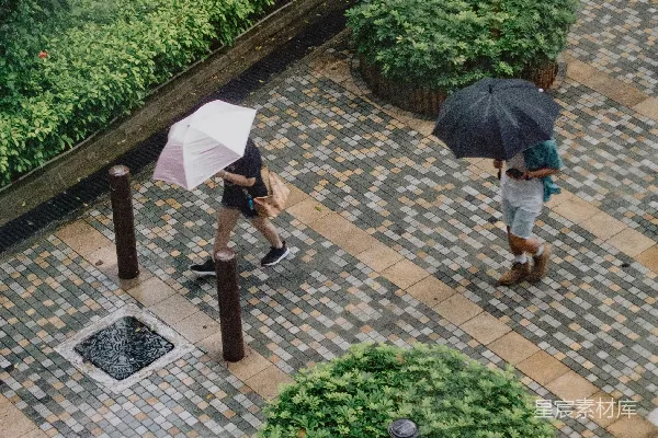 高清摄影 雨伞在人行道上的行人