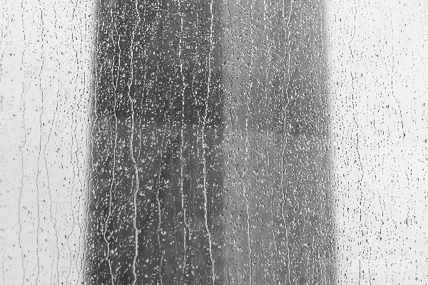 高清摄影 透过蒙上雨的窗户可以看到一座高耸的建筑物。