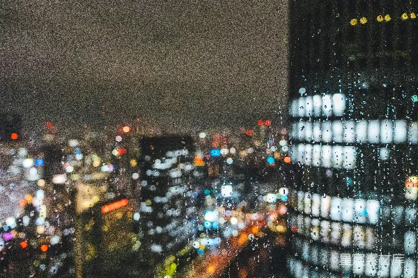高清摄影 窗外夜景的城市一角