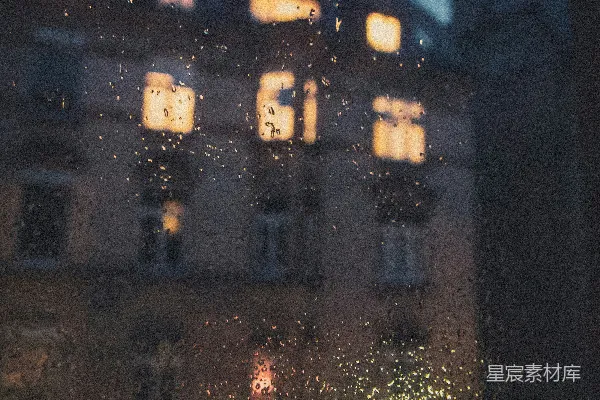 高清摄影 夜晚透过窗户看到的一幢建筑