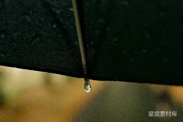 高清摄影 一只雨滴从伞上落了下来。