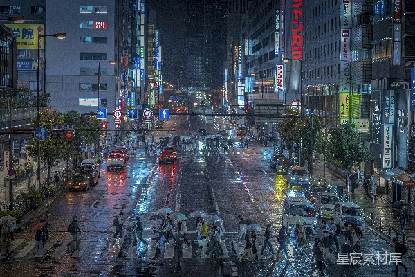 高清摄影 夜晚街道上车水马龙