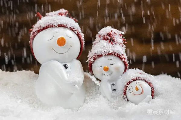 高清摄影 红白帽子的雪人