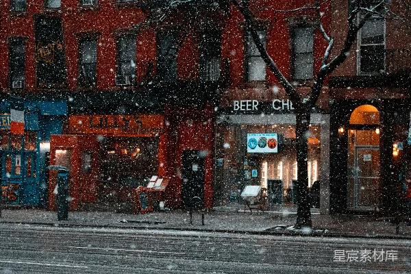 高清摄影 雪中看商铺