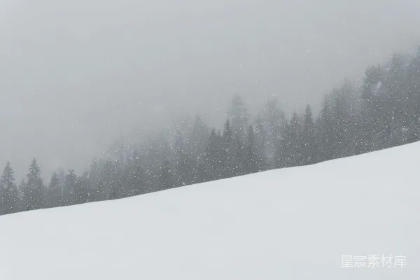 高清摄影 一个男人在覆满白雪的斜坡上滑雪下滑