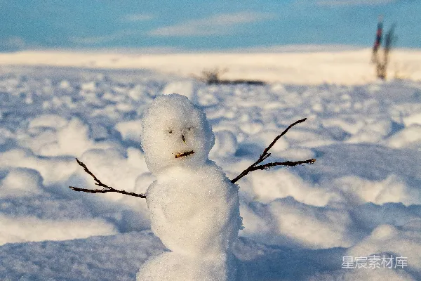 高清摄影 雪人位于覆盖着积雪的地上，在白天。