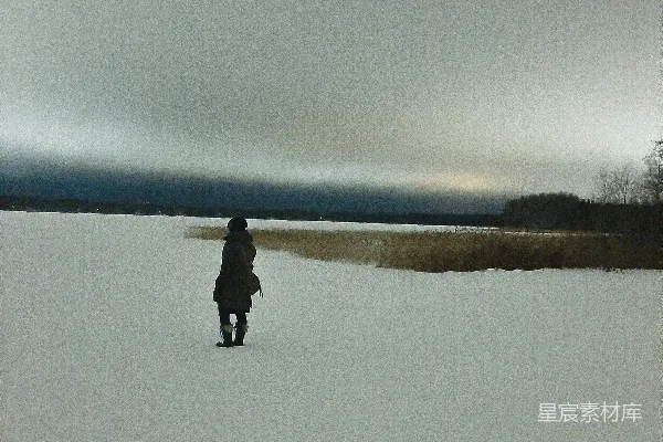 高清摄影 站在雪覆盖的田野上的人