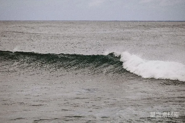 高清摄影 一片巨浪在阴云密布的天空下拍打。