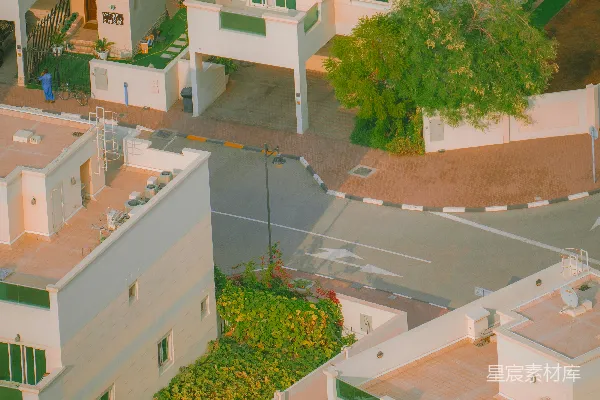 高清摄影 城市里一个住宅区的空中俯瞰