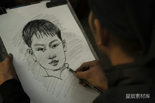 高清摄影 纸上一个人在画画