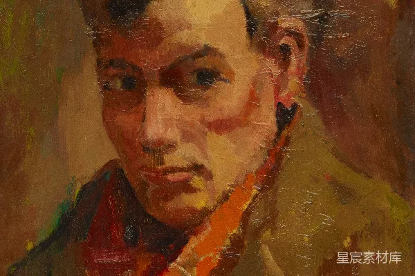 高清摄影 一幅男子戴围巾的素描画