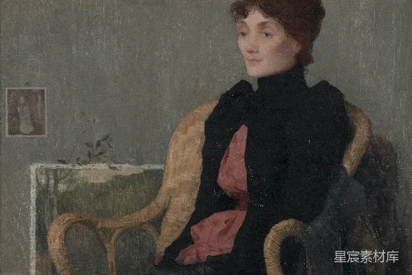 高清摄影 一幅女人坐在椅子上的画