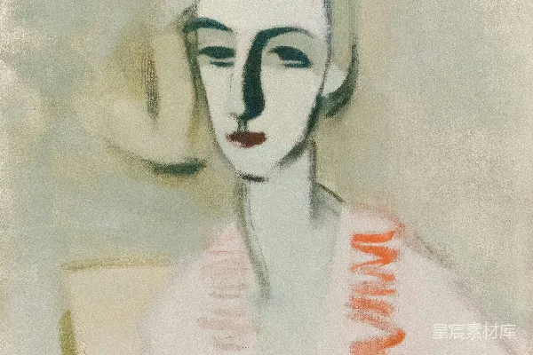 高清摄影 一位女子的素描画像，黑发。