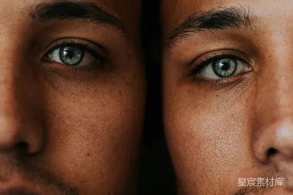 高清摄影 一个男子蓝眼近距离特写的脸庞