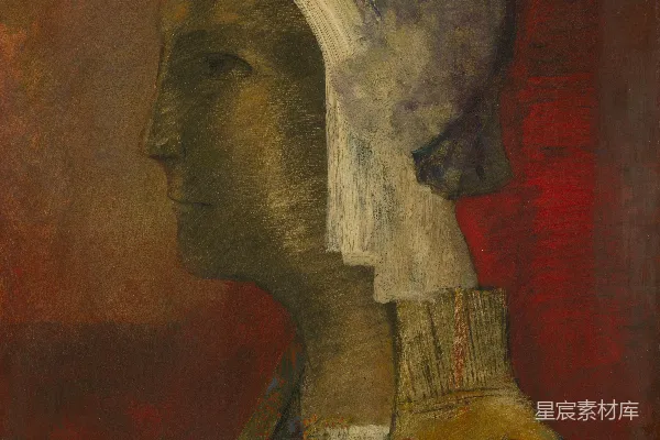 高清摄影 一个戴着白色头带的女人的画作