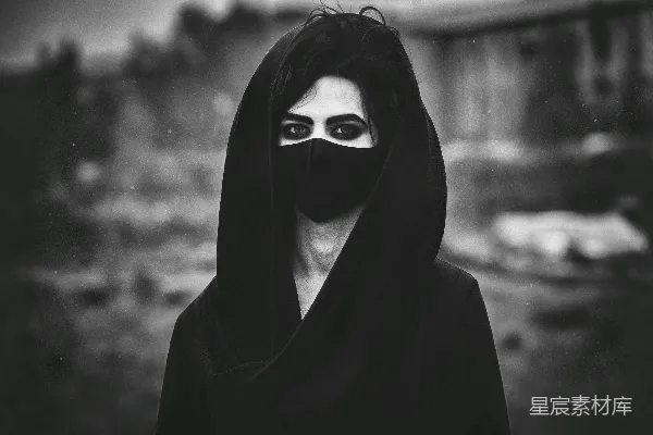 高清摄影 穆斯林妇女的灰度照片