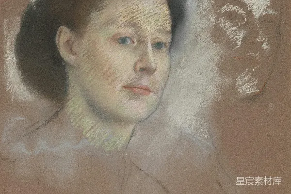 高清摄影 Pastel画一位女子，背景略作淡描。