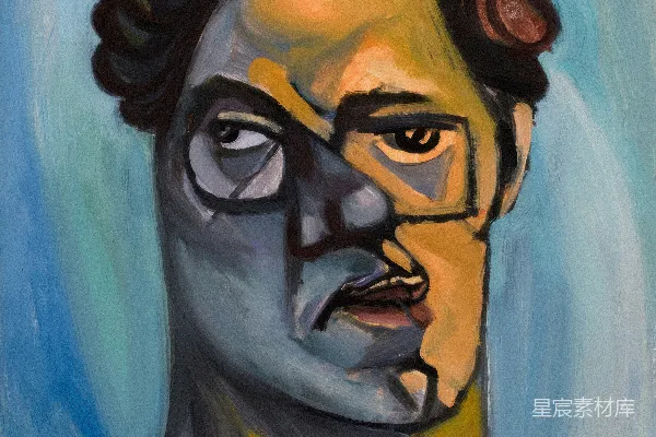 高清摄影 一个具有棱角特征的男人的抽象肖像。