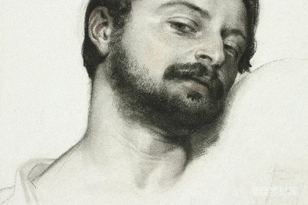 高清摄影 一幅带有胡须的男人素描图。
