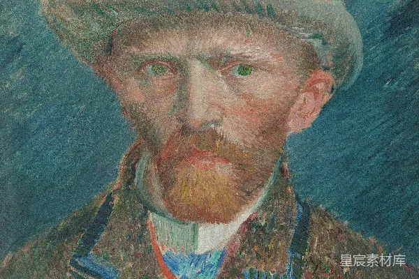 高清摄影 文森特· van gogh 自画像，戴着帽子