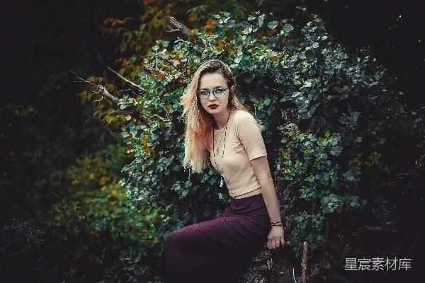 高清摄影 坐在绿色叶子植物附近的妇女