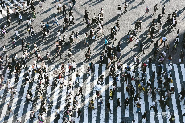 高清摄影 空中俯瞰人们在道路上行走