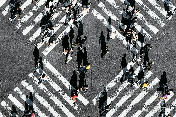 高清摄影 空中俯视人们在人行天桥上行走的景象