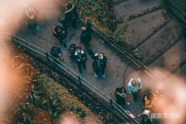 高清摄影 混凝土小径上人们的空中照片