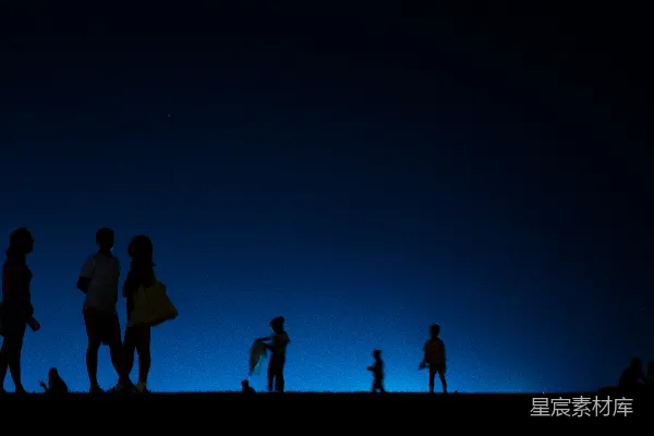 高清摄影 夜幕下人们的轮廓